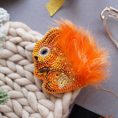 Fluffy by Abris Art Decoration Brooches (jewelry) with beads. Bead Embroidery Kit