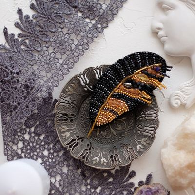 Pen by Abris Art Decoration Brooches (jewelry) with beads. Bead Embroidery Kit