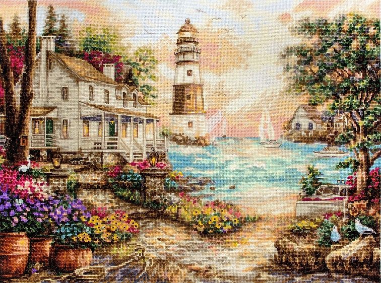 Cottage by the sea by LETISTITCH Counted cross stitch kit