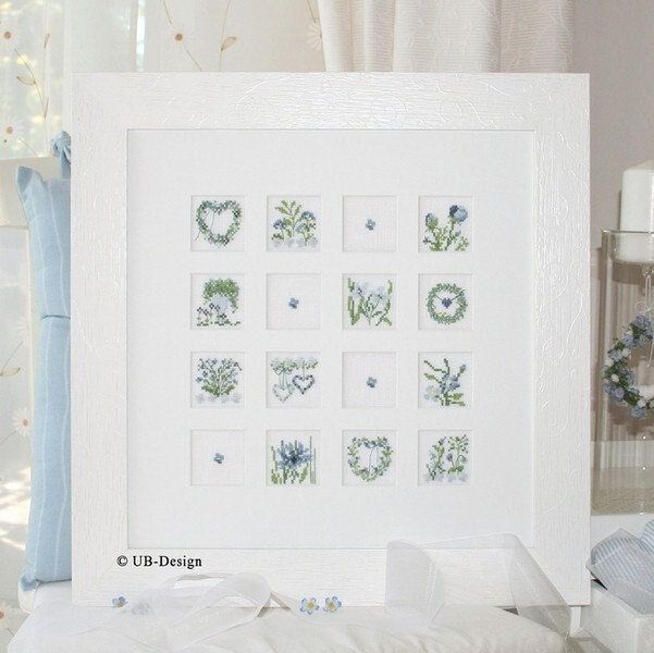 Blumeninchies BLAU (floral petites Blue) by UB-Design (Germany) Counted cross-stitch pattern