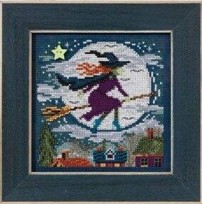 Witch Way by Mill Hill. Autumn Series Buttons and Bead Kit 2013 Halloween beaded cross stitch embroidery kit