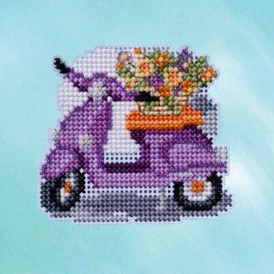 Scooter by Mill Hill 2023. Seasonal Ornament Spring Bouquet Collection Counted Glass Bead kit with Treasure. Be ready for the Spring!