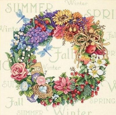 Wreath Of All Seasons by Dimensions The Gold Collection Designer Karen Avery Counted Cross Stitch Kit