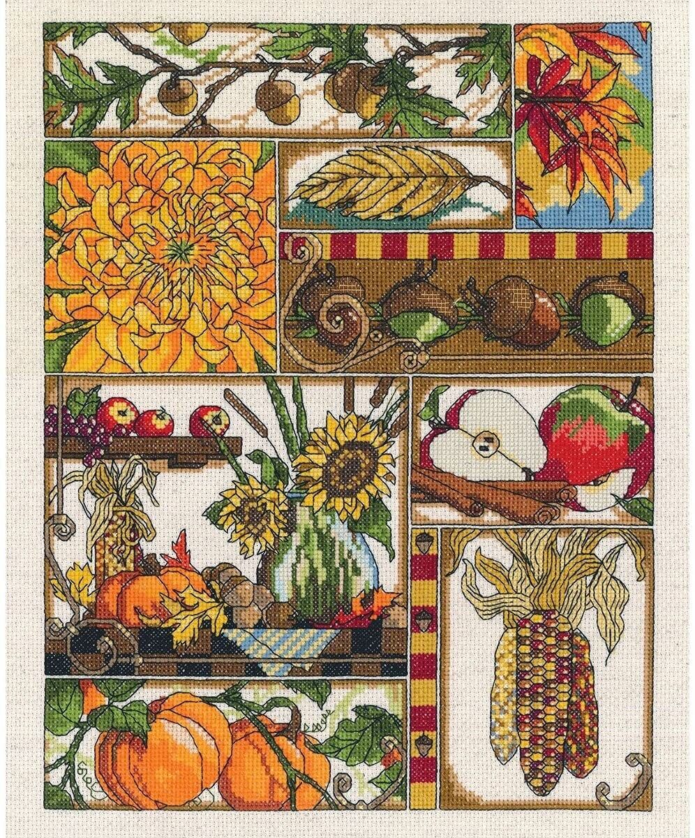 Autumn Montage by Janlynn Counted Cross Stitch Kit designer Janet Stever. Four season series