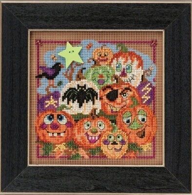 Painted Pumpkins - Autumn Series 2015 Mill Hill Buttons &amp; Beads Kit. Halloween beaded cross stitch kit with Mill Hill Ceramic button