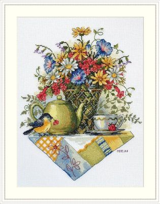 Wildflower Tea by Merejka 2021 counted cross stitch kit. Beautiful summer flower