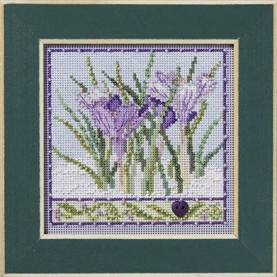 Crocuses by Mill Hill Winter Series 2024 Buttons and Beads Counted cross stitch with beading embroidery kit