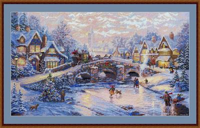 Spirit of Christmas by Merejka 2022 Christmas counted cross stitch kit. Сozy twilight in the winter city