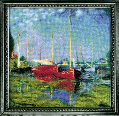Argenteuil after C. Monet&#39;s Painting - Riolis Counted Cross Stitch Kit. Lovely museum design