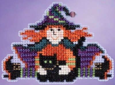 Wacky Wendy by Mill Hill. Autumn Harvest Ornaments Collection. Glass bead counted cross stitch kit (2015). Be ready for Halloween!