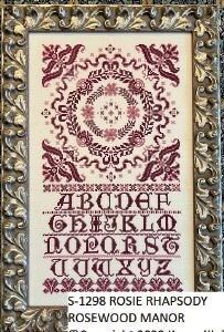 Rosie Rhapsody by Rosewood Manor Design. Primitive cross stich printed pattern Release 2023