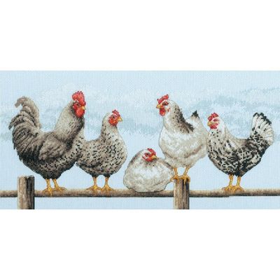 Black &amp; White Hens by Dimensions Counted Cross Stitch Kit
