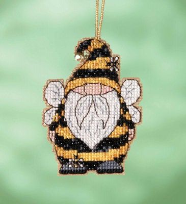 Bee Gnome by Mill Hill. Charmed Ornament Kit Garden Gnomes Series (2022). Be ready for the Spring!
