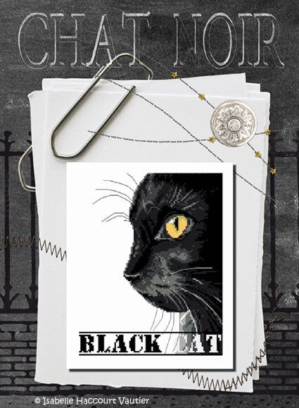 Le Chat Noir (The Black Cat) by Isabelle Haccourt Vautier Collection Broide du Noir. Printed cross stich pattern