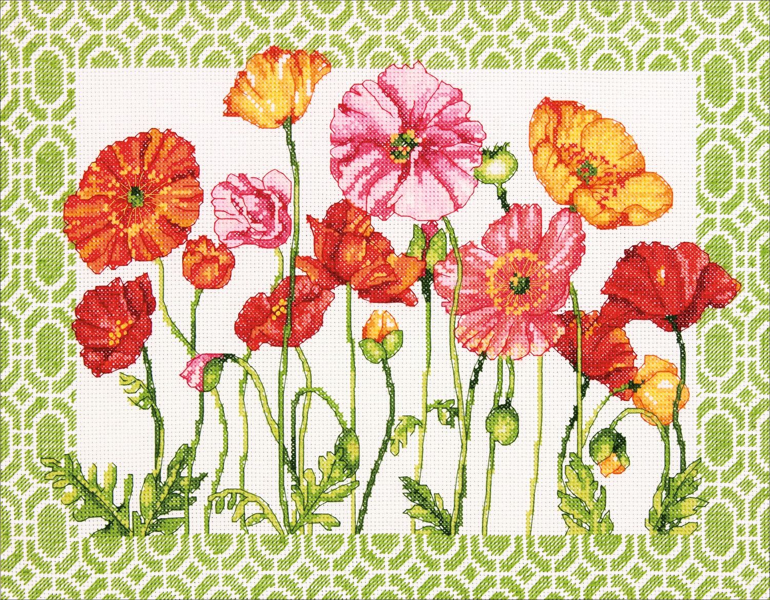 Poppy Pattern by Dimensions Designer Barb Tourtillotte Floral Counted Cross Stitch Kit