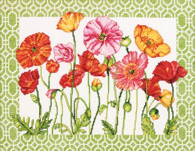 Poppy Pattern by Dimensions Designer Barb Tourtillotte Floral Counted Cross Stitch Kit