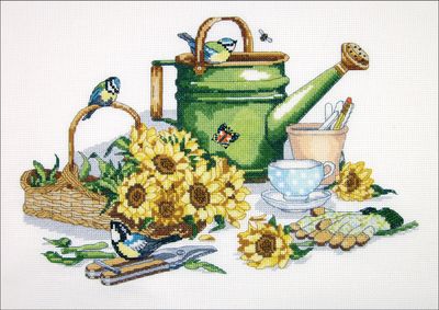 Watering Can by Janlynn Platinum Collection Summer Counted Cross Stitch Kit