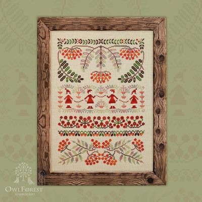 Ashberry Beads by Owl Forest Embroidery. Printed counted cross stitch pattern