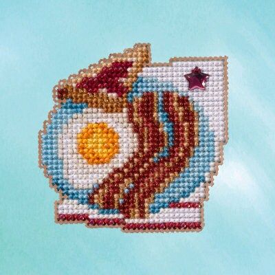 Bacon &amp; Eggs by Mill Hill 2023. Seasonal Ornament Spring Bouquet Collection Counted Glass Bead kit with Treasure. Be ready for the Spring!