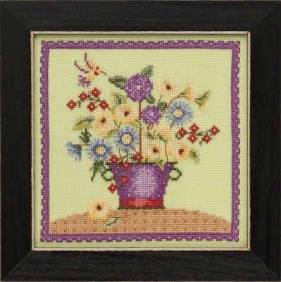 Floral Bouquet - Blooms and Blossoms by Mill Hill 2019 Debbie Mumm kits. Stitched and Beaded cross stitch kit