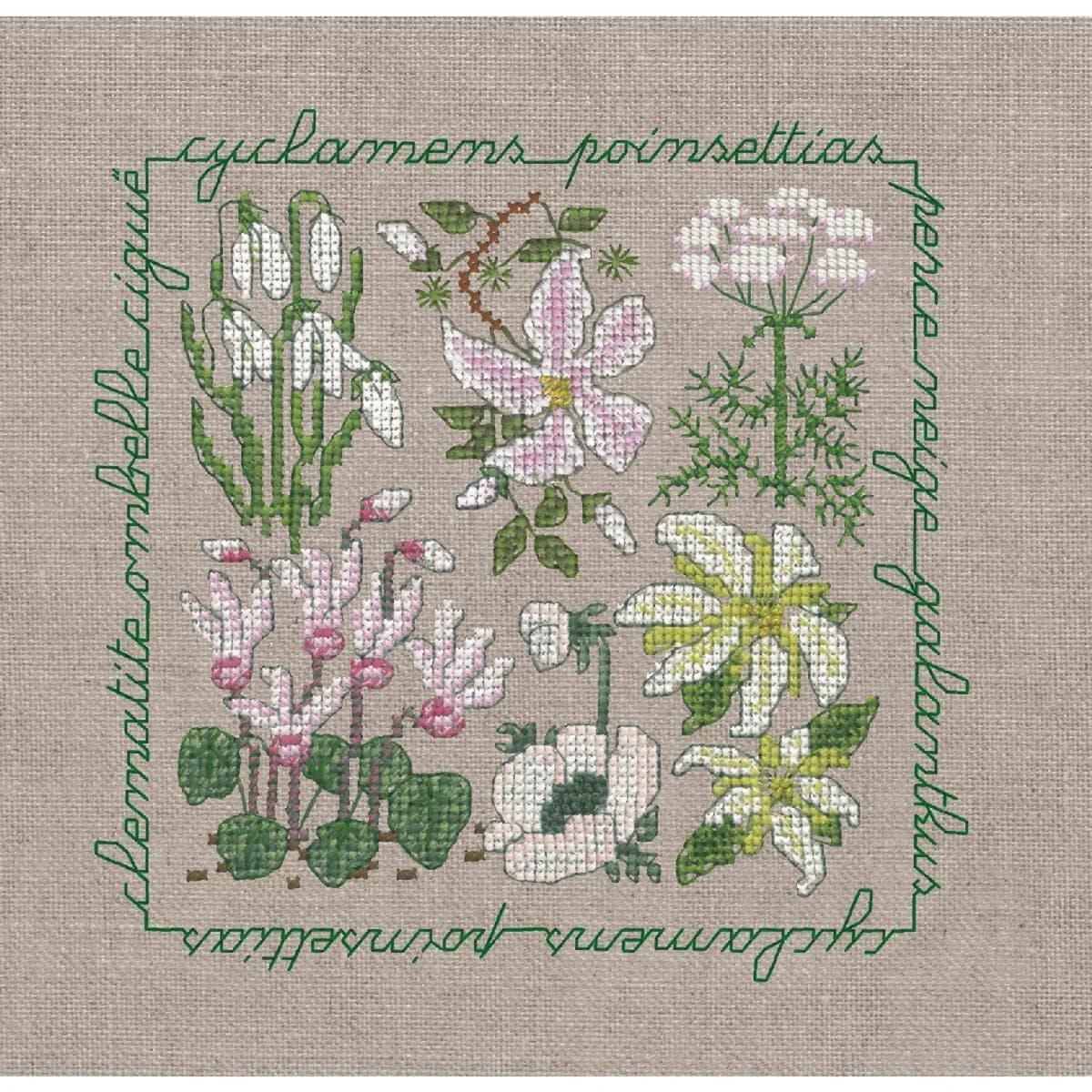 White Flowers by Le Bonheur des Dames Flowers &amp; Plants Collection Counted cross stitch kit