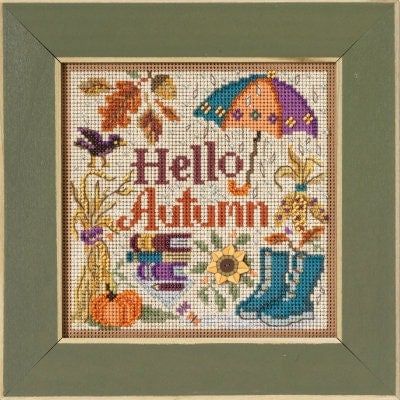 Hello Autumn by Mill Hill. Autumn Series Buttons and Bead Kit 2023 Halloween beaded cross stitch embroidery kit