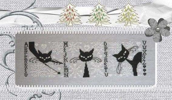 Psychocats like snow by Isabelle Haccourt Vautier Printed cross stich pattern