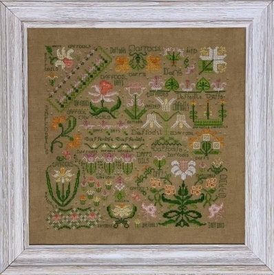 Dreaming of Daffodils by Rosewood Manor Design. Primitive cross stich pattern designer Karen Kluba