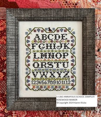 Annapolis School Sampler by Rosewood Manor Design Primitive cross stich pattern Great for someone who wants to learn how to cross stitch!