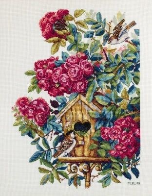 Rose Bush by Merejka counted cross stitch kit. Beautiful spring embroidery