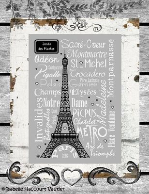 Paris! by Isabelle Haccourt Vautier. Collection Broide du Noir. Printed cross stich pattern