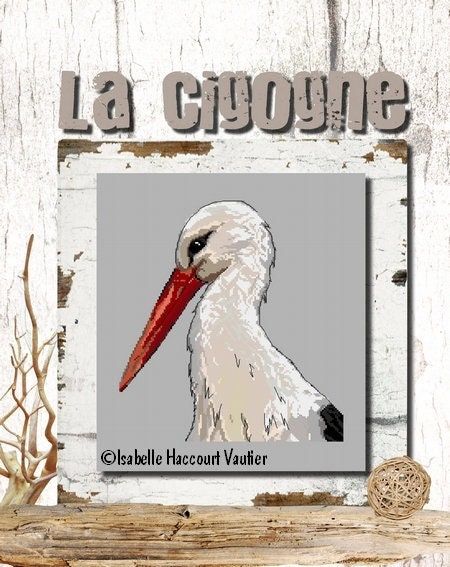 La Cigogne (The Stork) by Isabelle Haccourt Vautier Collection Oleron by ISA Printed cross stich pattern
