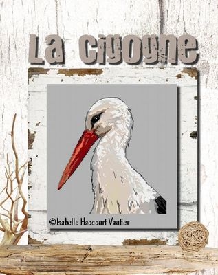 La Cigogne (The Stork) by Isabelle Haccourt Vautier Collection Oleron by ISA Printed cross stich pattern