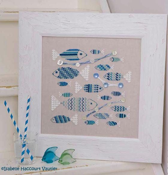 Les petits poissons dans l&#39;eau (Little fish in the water) by Isabelle Vautier Hardanger Collection Cross stich pattern