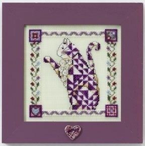 Petunia by Mill Hill 2008 Jim Shore Kit. Quilted Cats Series. Beaded cross stitch kit