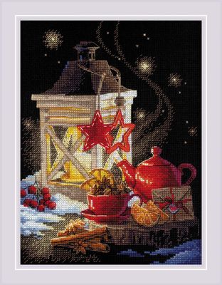 Winter Tea Time by Riolis Counted cross stitch kit, cozy winter evening