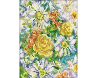 Daisy Watercolor by RTO Counted Cross Stitch Kit. Romantic Spring design