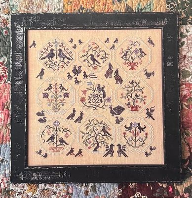 Birds of Quaker by Rosewood Manor Design 2024. Primitive cross stich pattern, designer Karen Kluba