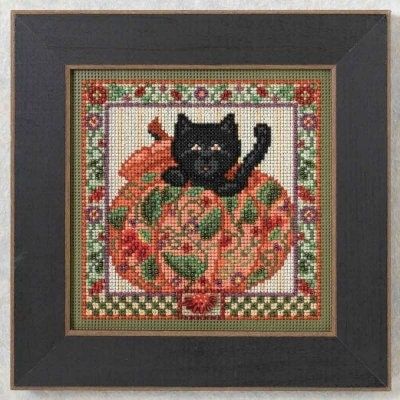 Peek-a-Boo Pumpkin - Autumn Series 2014 Mill Hill Buttons &amp; Beads Kit. Halloween beaded cross stitch kit with Mill Hill Ceramic button