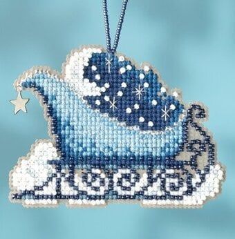 Celestial Sleigh by Mill Hill Beaded Christmas Ornaments cross stitch kit with Charm Happy Christmas Season embroidery