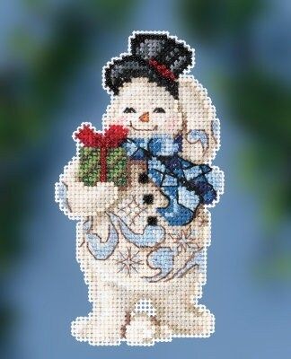 Gift Giving Snowman by Mill Hill 2020 Jim Shore Collection Christmas Beading Cross Stitch Kit