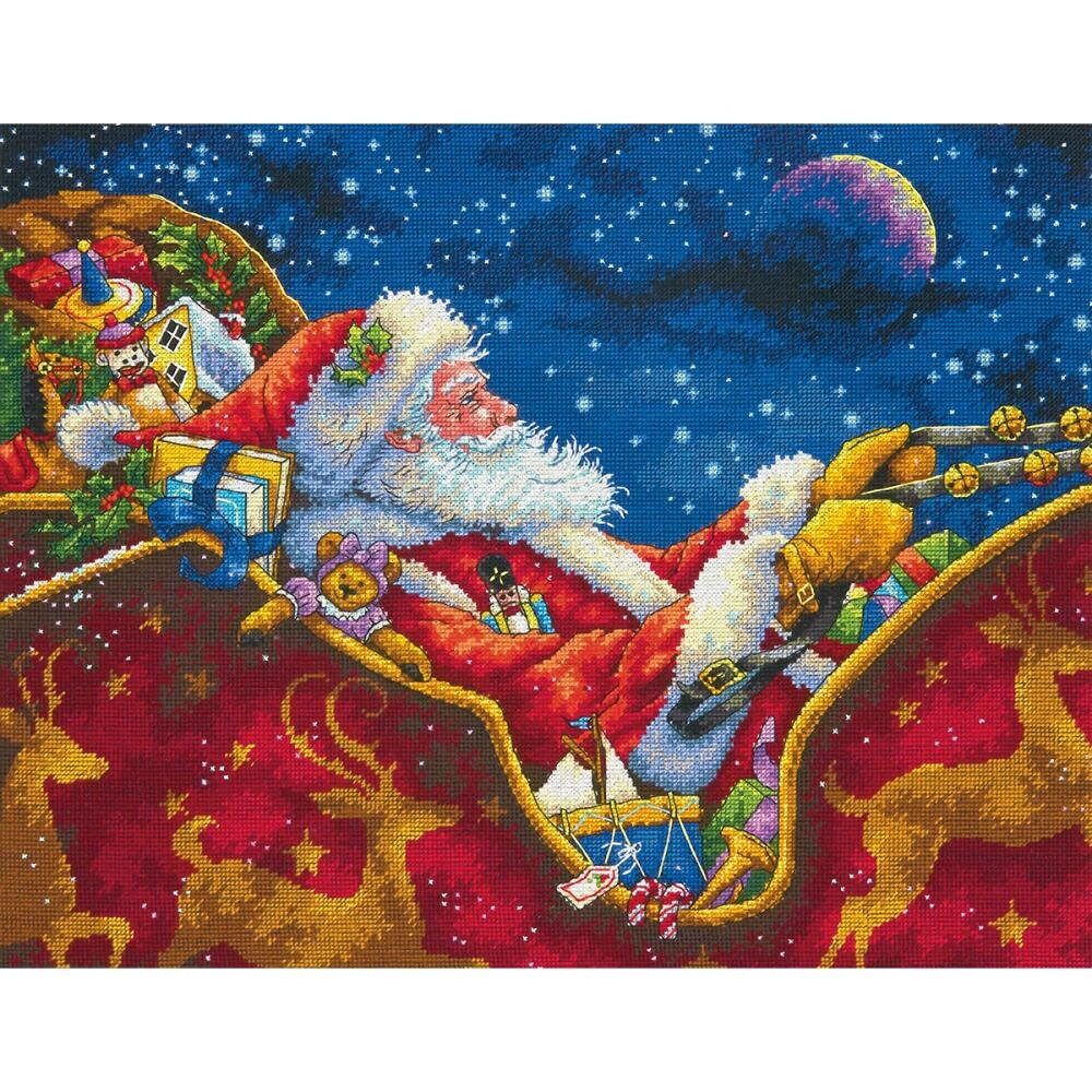 Santa&#39;s Midnight Ride by Dimensions The Gold Collection Designer Donna Race Counted Cross Stitch Kit