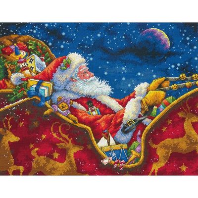 Santa&#39;s Midnight Ride by Dimensions The Gold Collection Designer Donna Race Counted Cross Stitch Kit