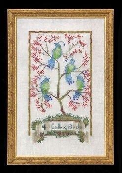 Four Calling Birds by Nora Corbett 2010 12 Days of Christmas Series Counted cross stitch pattern, Embellishment Pack