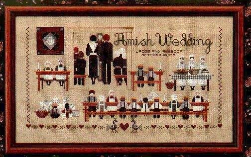 Amish Wedding by Told in a Garden. Designer Marilyn Leavitt-Imblum Counted cross stitch pattern