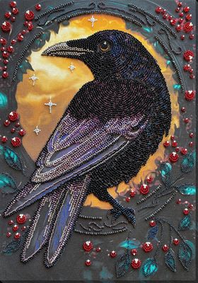 Black raven by Abris Art Deco Scenes Collection. Bead Embroidery Kit