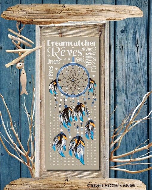 Dreamcatcher by Isabelle Haccourt Vautier. Collection Broide du Noir. Printed cross stich pattern