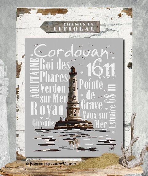 Cordouan Roi des Phares (Cordovan King of Lighthouses) by Isabelle Haccourt Vautier Collection Oleron by ISA Printed cross stich pattern