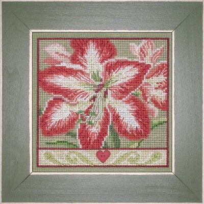 Amaryllis by Mill Hill Winter Series 2023 Buttons and Beads Counted cross stitch with beading embroidery kit