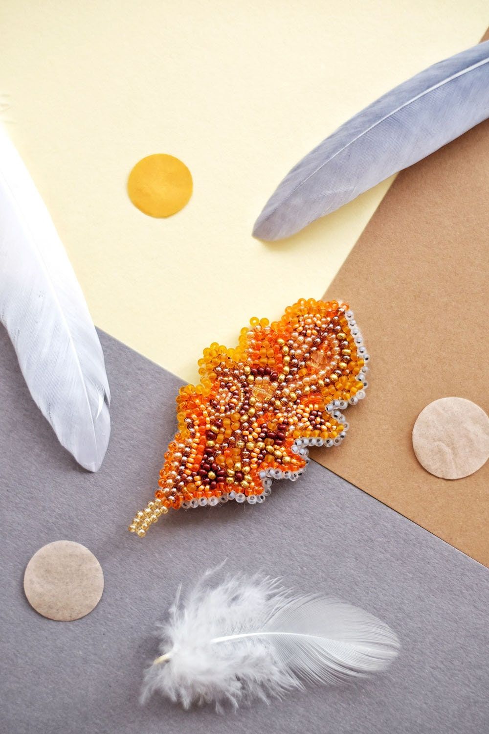 Oak leaflet by Abris Art Decoration Brooches (jewelry) with beads. Bead Embroidery Kit